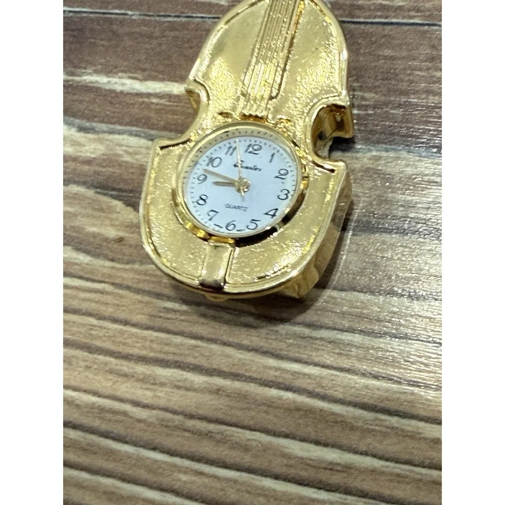 MINIATURE Quartex Mini CLOCK Gold Tone Cello